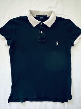 Ralph Lauren Black Polo with White Collar